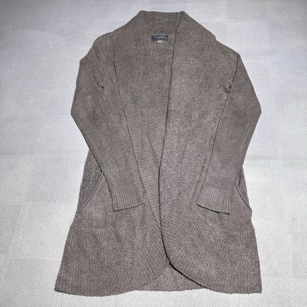 Barefoot‎ Dreams CozyChic Lite Circle Cardigan Womens XS Open Front Soft Brown